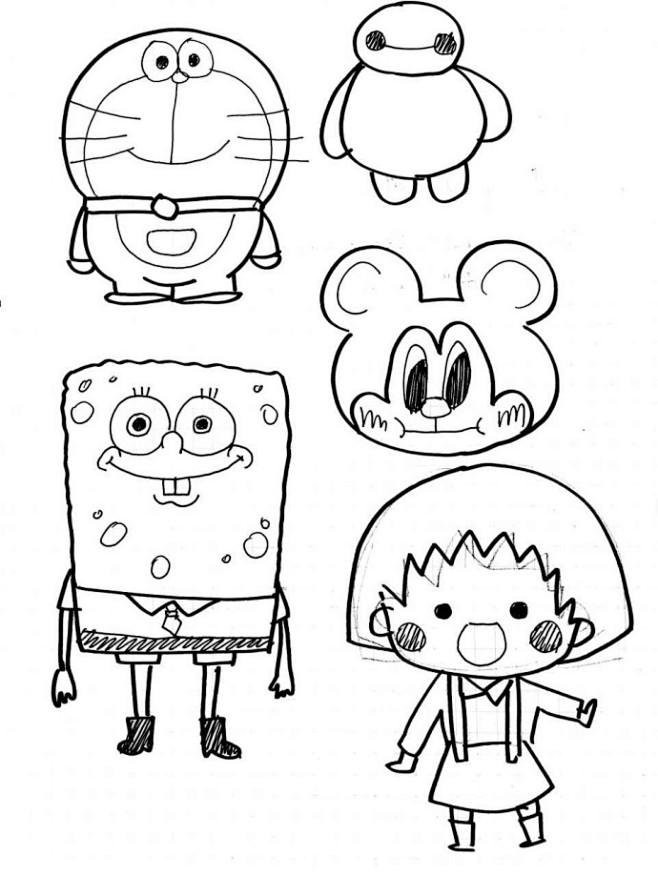 黑白简笔画1只笔就能搞定的可爱简笔画手绘作品作者桐子syt6767