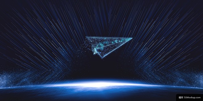 山峰图像科技网格蓝色光影光束效果背景模板电商设计