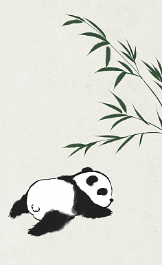 大熊猫 动漫水墨画图片