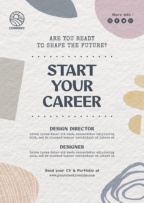 通过花瓣chrome扩展采集于2021-08-19 09:27:03ins风英文招聘海报素材