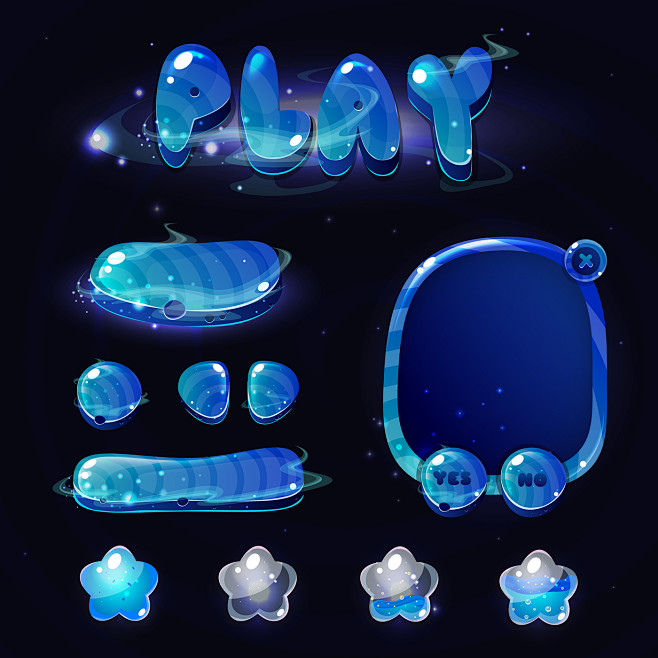 Space game ui : Space game ui. Colors buttons and panel.