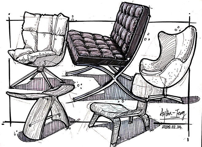 经典椅子设计草图积累产品设计手绘产品设计草图工业设计手绘工业设计