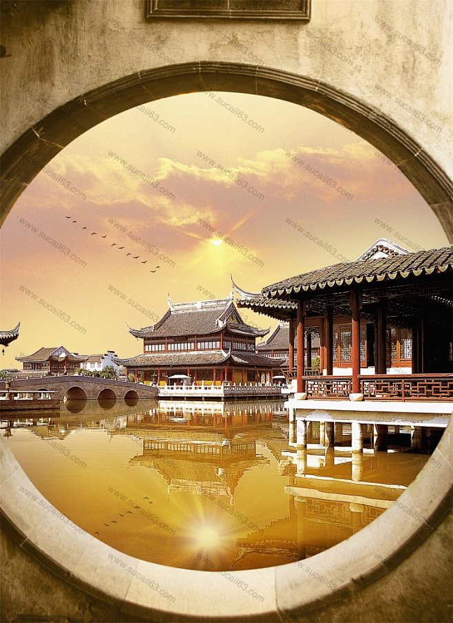 城楼古风历史庭楼中国建筑海报图片海报设计中国风海报首页素材