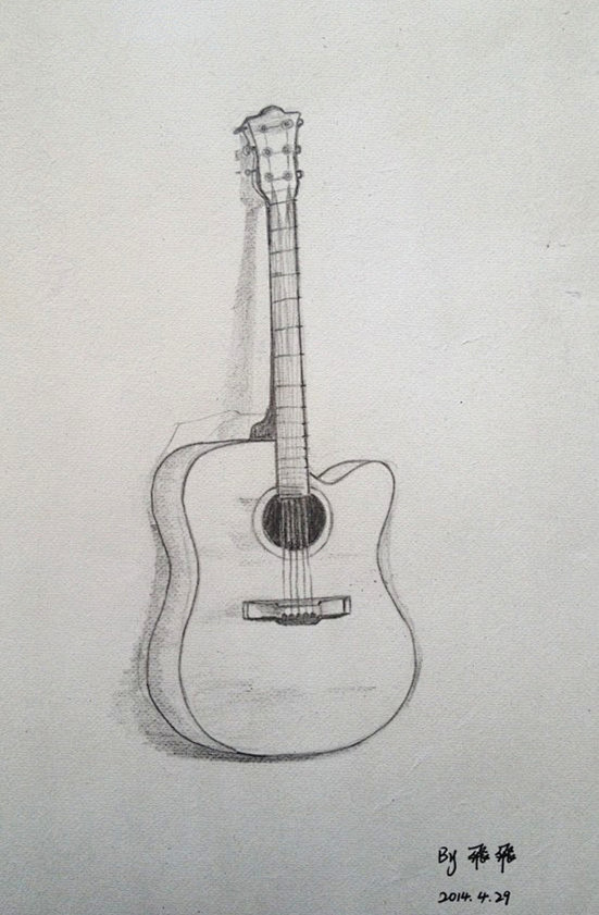 吉他素描简单图片
