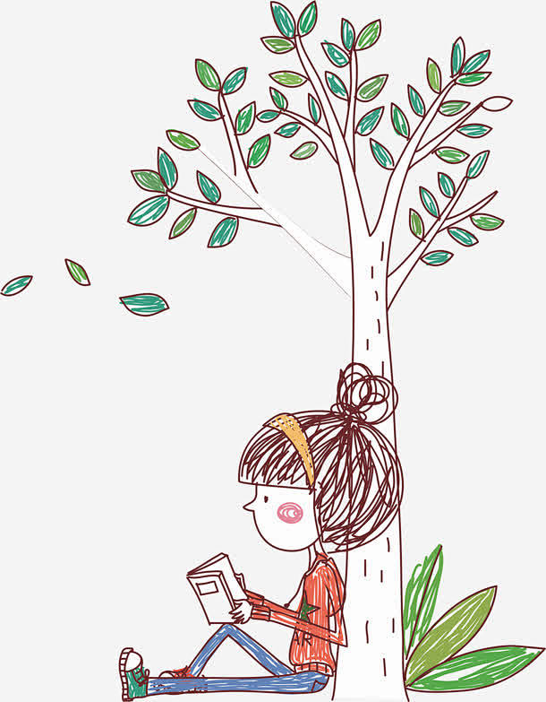 09:41:40坐在树下读书的女孩素材咔咔依~该采集也在以下画板加载更多