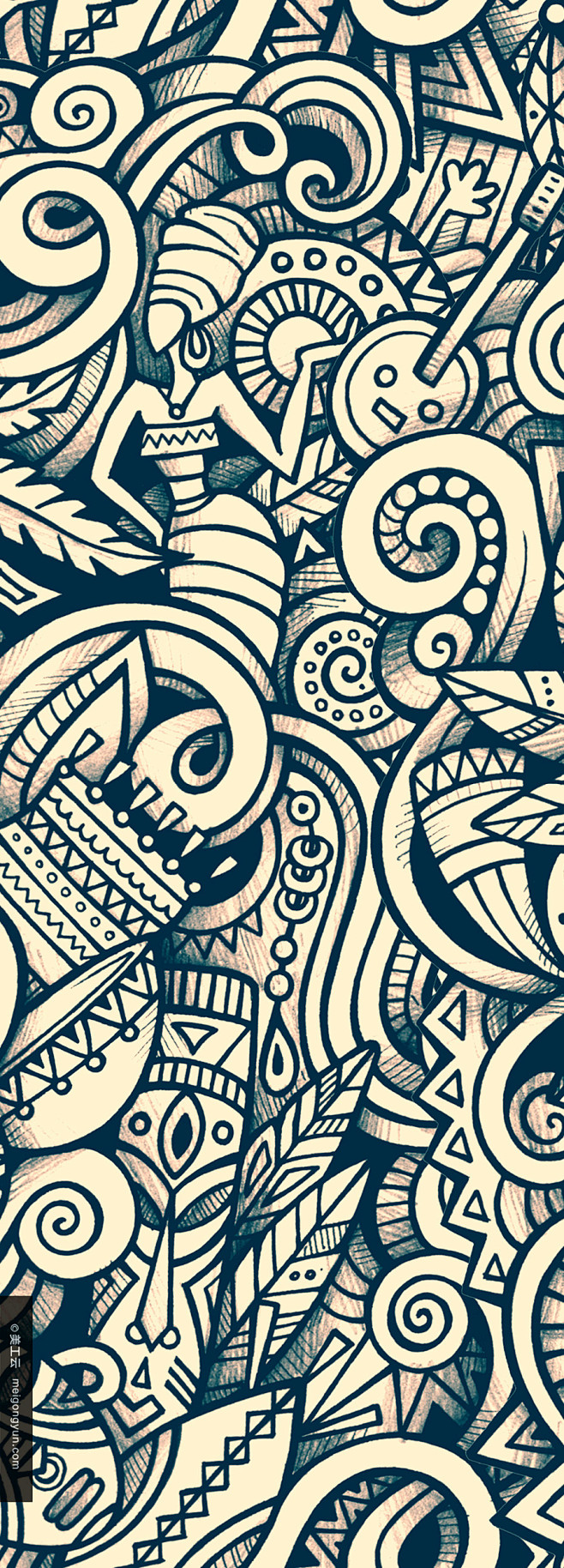 美工云36款图形手绘涂鸦无缝背景矢量eps下载