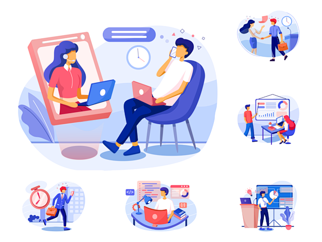 办公场景插画svgepsai素材下载豆皮儿