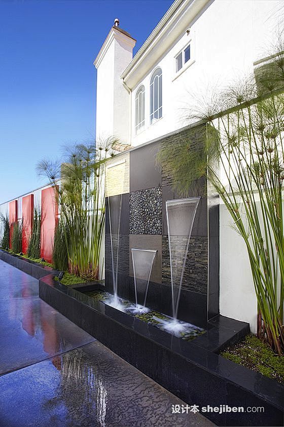 现代水景墙设计效果图