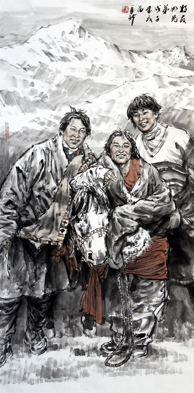 苗再新国画人物欣赏2李梨李梨