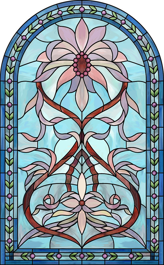 教堂玻璃蒂凡尼彩绘玻璃装饰画