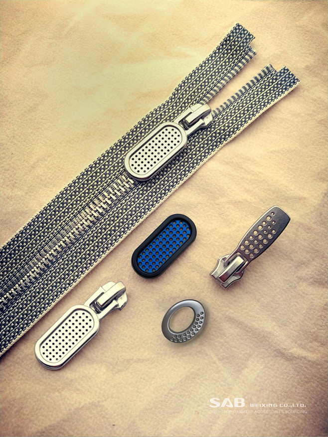 sab透气拉链气孔拉头镂空处理服装辅料运动服装设计时尚