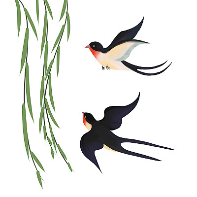 卡通立春燕子插画元素春天立春春分