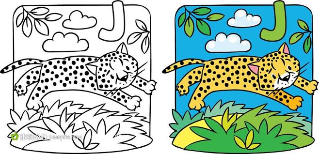 幼儿填色绘画本动物篇豹子