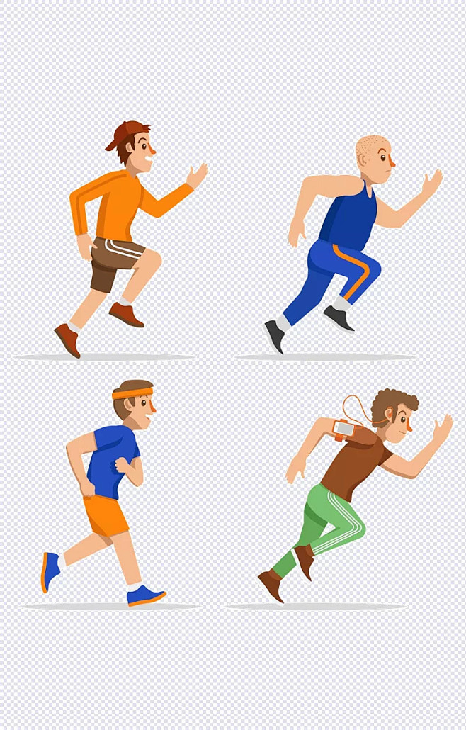 卡通奔跑的人,卡通运动,狂欢人群,狂跑,励志,跑步,跑步的人,跑步人物