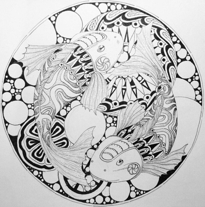 黑白装饰小金鱼