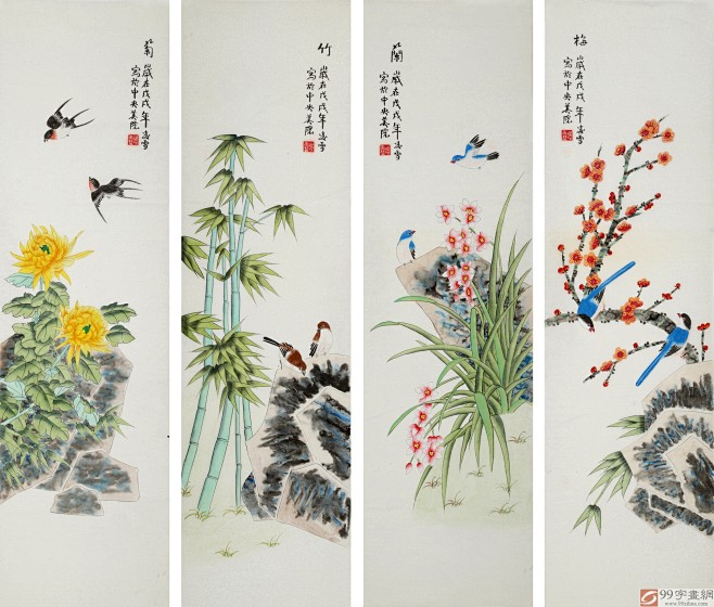 梅兰竹菊-花瓣网|陪你做生活的设计师 | 兰竹菊四君子 - 99字画网