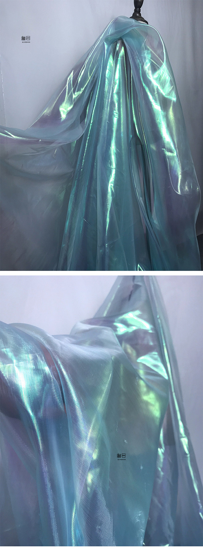 毕业设计透明网纱镭射幻彩欧根纱布料婚纱轻薄纱布镭射连衣裙diy淘宝