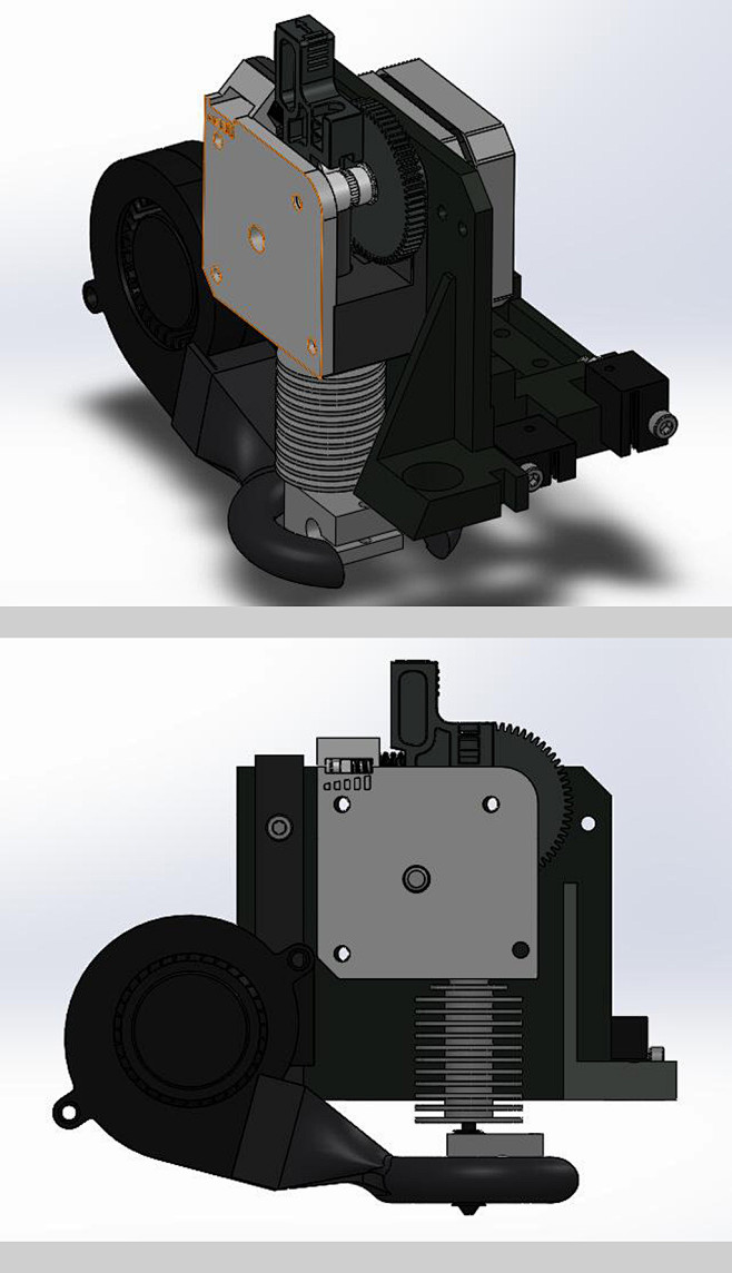 3d打印机挤出组件3d模型solidworks设计
