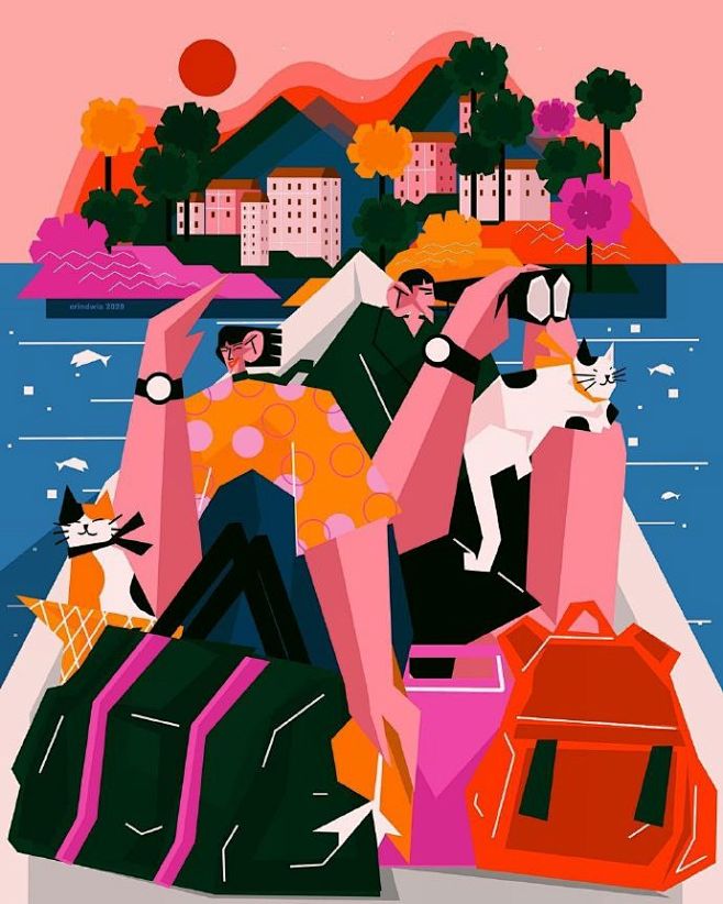 插画师erindwia高饱和配色活力夸张的作品67676767