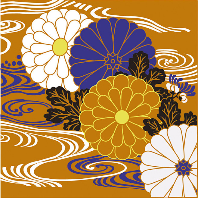和风樱花鹤图案日本日式纹理海报图形ai矢量设计素材 1