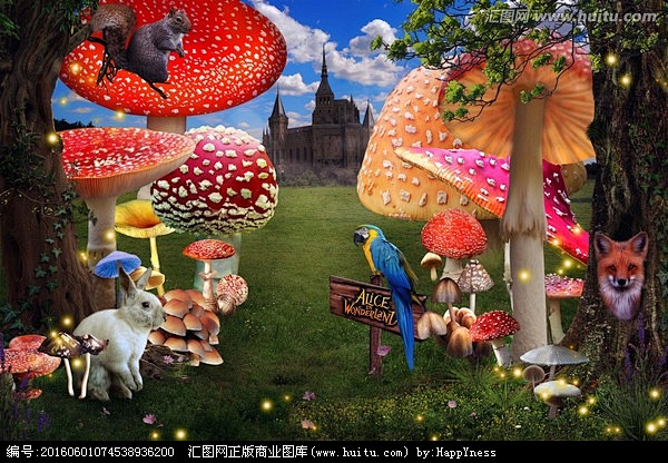 爱丽丝梦游仙境童话世界卡通背景儿童舞台剧背景儿童剧舞台舞台背景