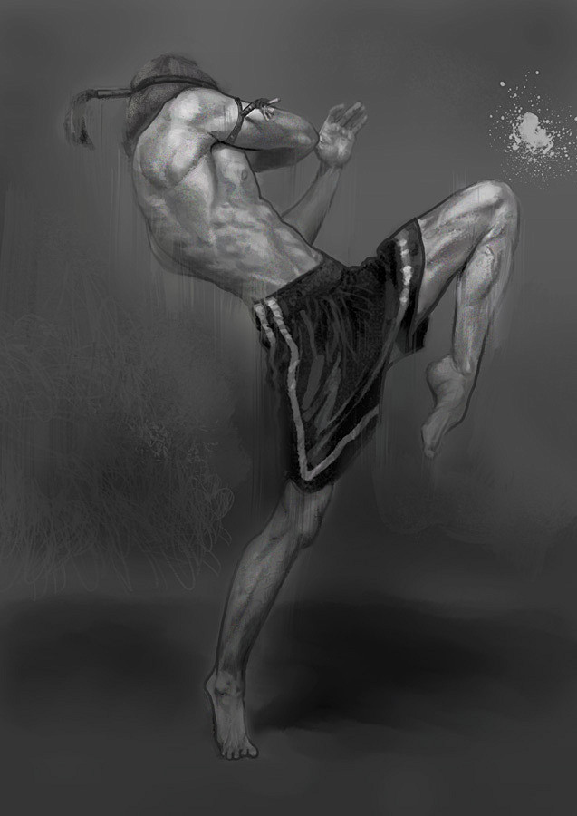 恰克飞鸟的插画泰拳