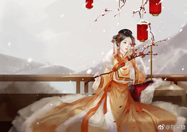 12:01:01《画师74指尖糖》古风插画—美人如玉茉雪兮该采集也在以下