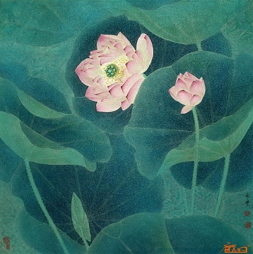 10:23:04untitled,工笔 水墨 国画 荷花,荷花莲叶何田田小猫咪呀同采