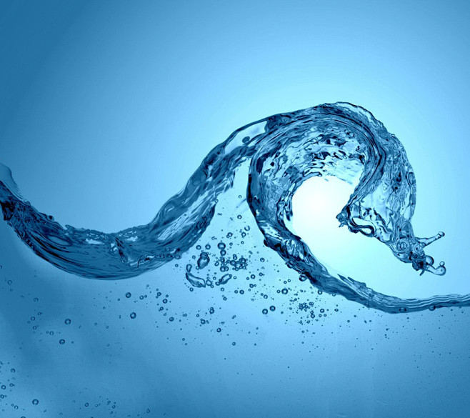 水的运动翻卷水的艺术照造型摇晃产生的效果离心力蓝色液体翻滚背景