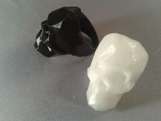 3D打印的骷髅戒指。模型文件可免费下载。...
