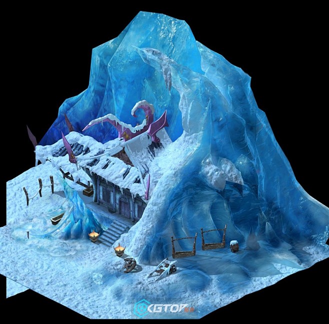 一套冰山物件模型冰锥冰堆冰石3dmax模型