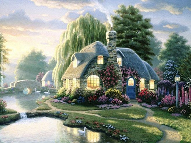 唯美意境下的梦幻小屋插画壁纸图片16风景壁纸55壁纸大全