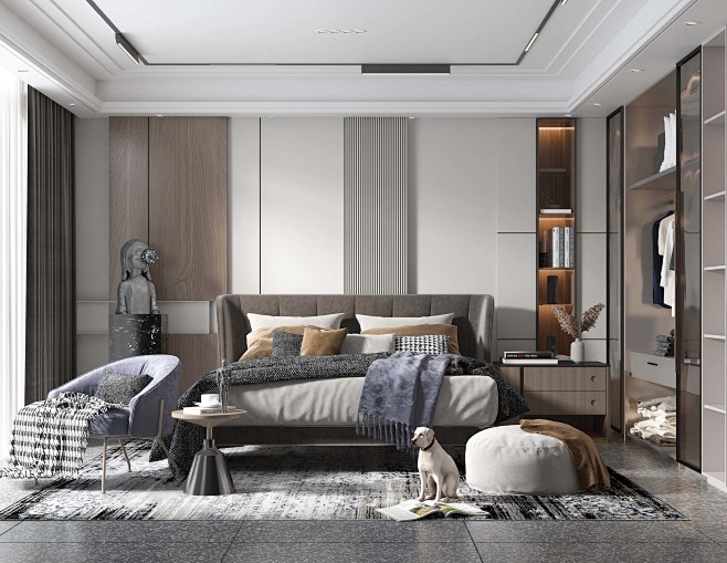 现代简约风格主卧室父母房室内设计拓者设计吧