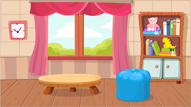 矢量儿童插画室内场景