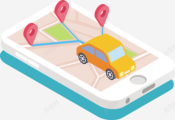 汽车gps定位系统矢量图页面网页平面电商创意素材