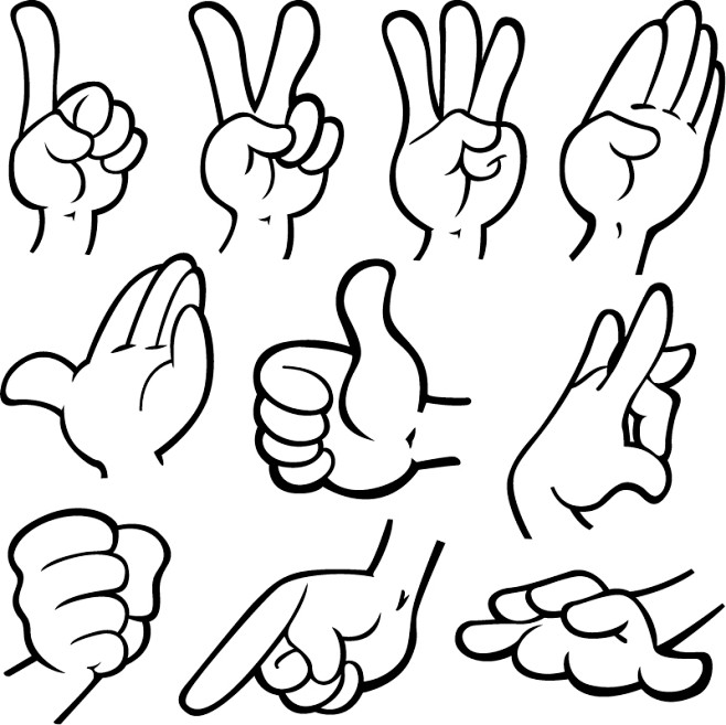 手绘手势设计矢量素材素材格式eps素材关键词手势手指手型手语
