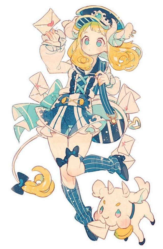 梦幻的卡通少女插画二次元人物全身图