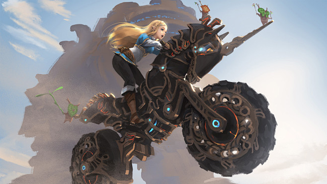 鬼刀塞尔达摩托车少女高清壁纸