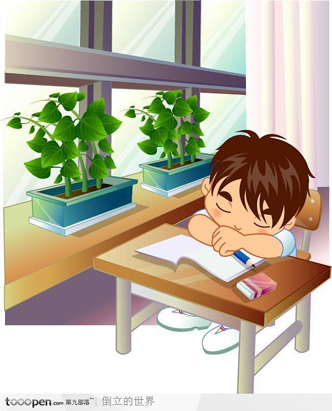 16:22:42上课睡觉的男孩子2喜欢人物插画素材公社网小编同采自www