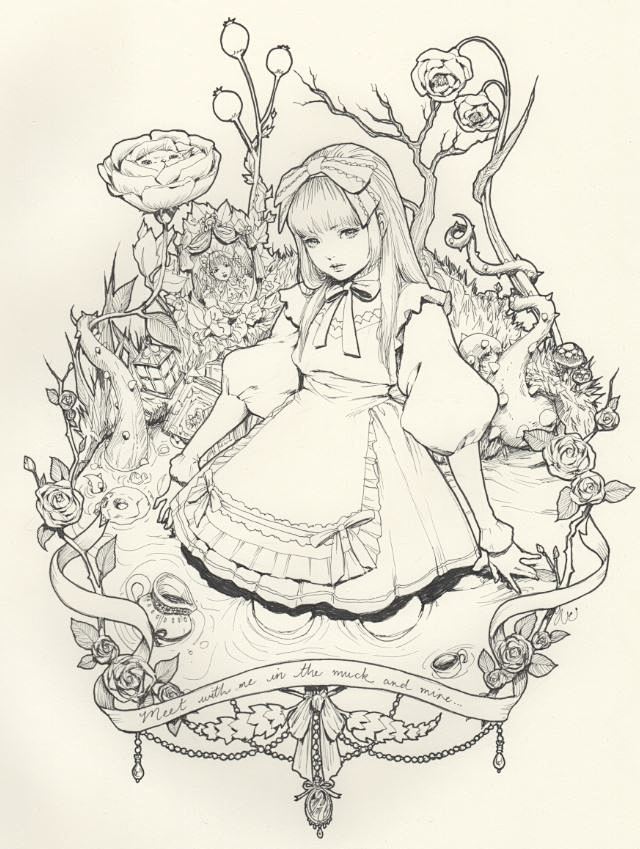 超赞新西兰cg插画线稿大神洛丽塔复古插画289p98m淘宝网