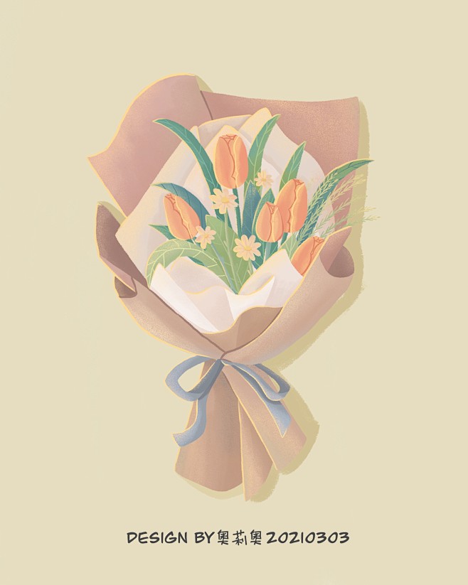 植物插画平面装饰画配色花束