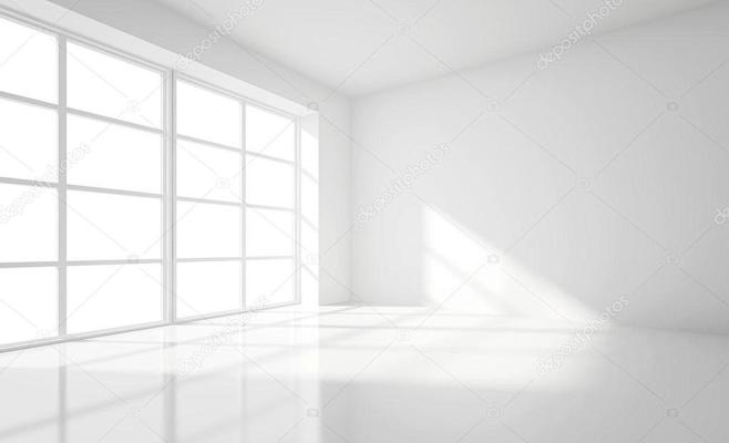 轻的白色的房间和大窗口