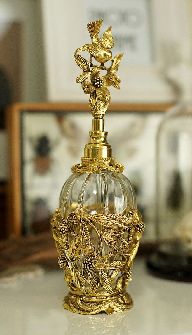 美国1960svintage24k鎏金古董香水瓶古董复古北坤人素材