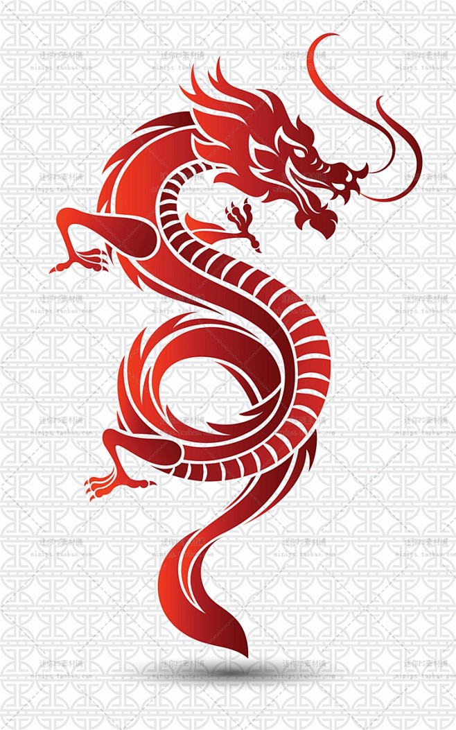 398号中国古典传统龙戏珠图腾纹样剪纸花纹矢量图eps平面设计素材淘宝