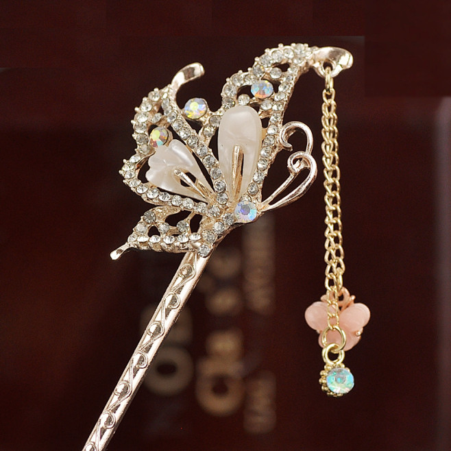 盘头发复古风饰品汉服发饰古代发簪古典水钻盘发簪子流苏步摇淘宝网