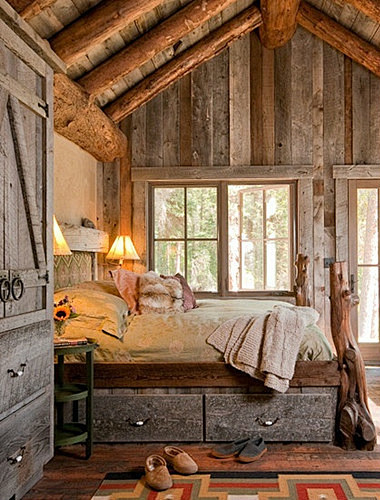复古做旧木屋卧室装修效果图欣赏