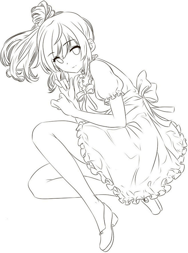 线稿全身漫画卡通人物绘画