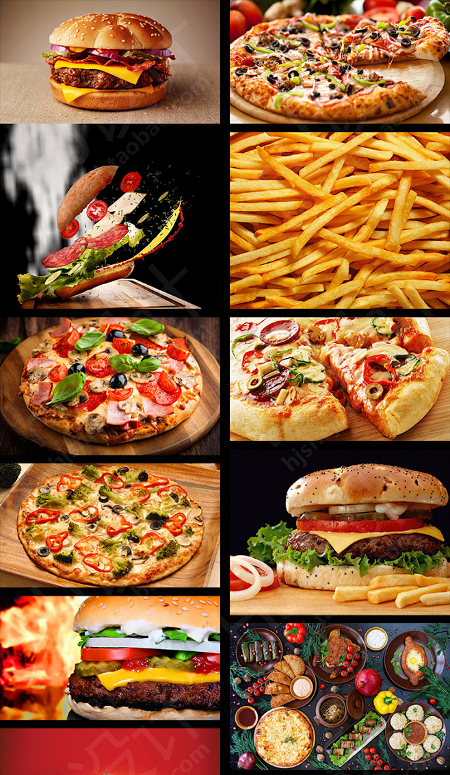 汉堡包薯条披萨肯德基麦当劳必胜客快餐美食高清图片jpg设计素材淘宝