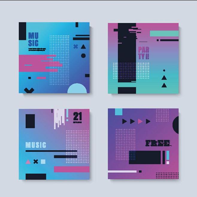 【矢量可下载】国外时尚几何图形排列布局创意