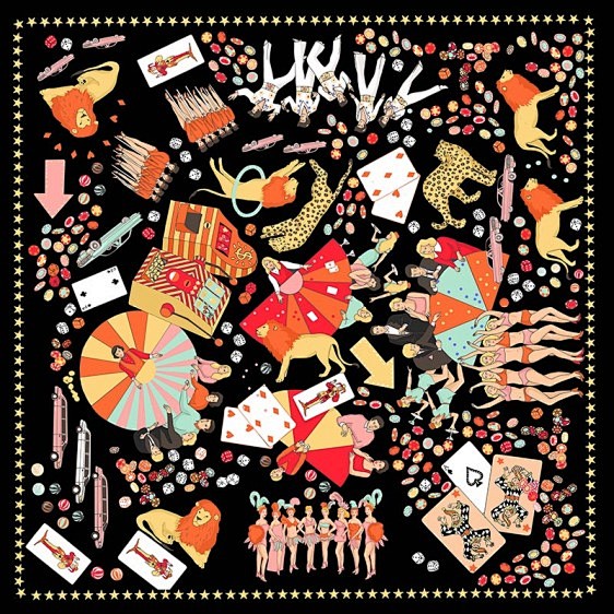 英国设计师karen mabon 真丝手绘大方巾头巾披肩 拉斯维加斯一夜-淘宝